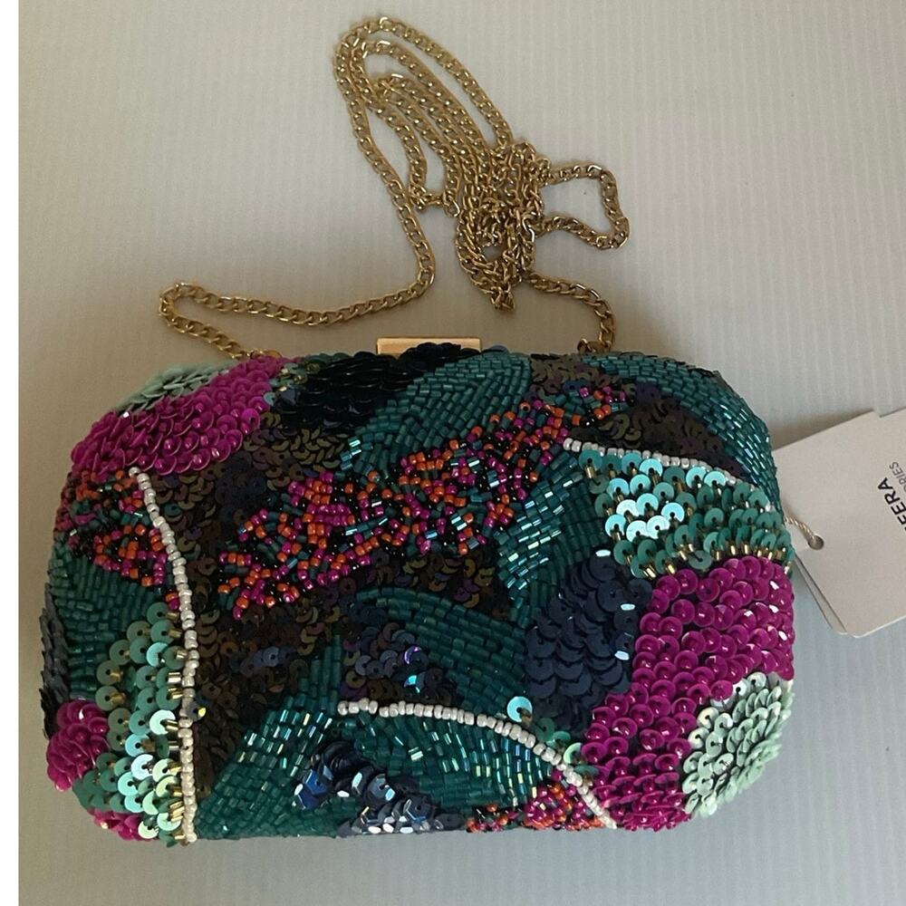 Sequin Clutch Multicolor Hard Case Evening Bag Prom Wedding Purse